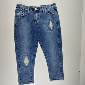 Vintage Levi's 513 Womens 9 Distressed Patches Slouch Boot Cut Jeans EUC ! 30x22